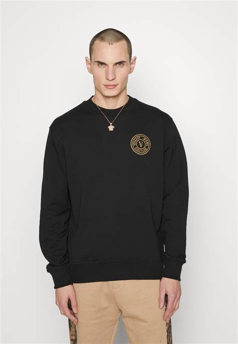 versace jeans sweatshirt in black with gold chest logo|Versace Jeans couture men's.